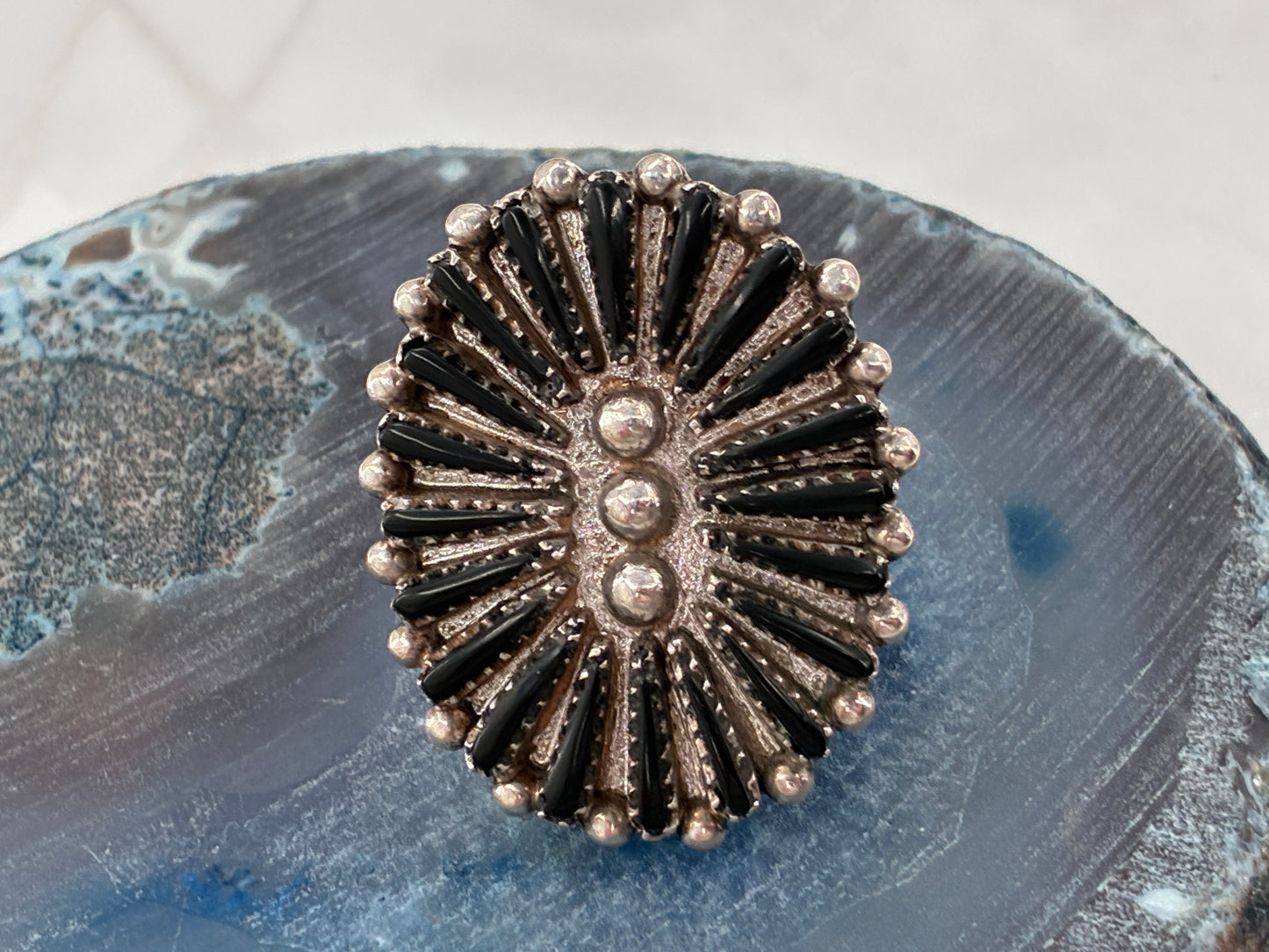 Black Onyx Needlepoint Rescued Only Ring