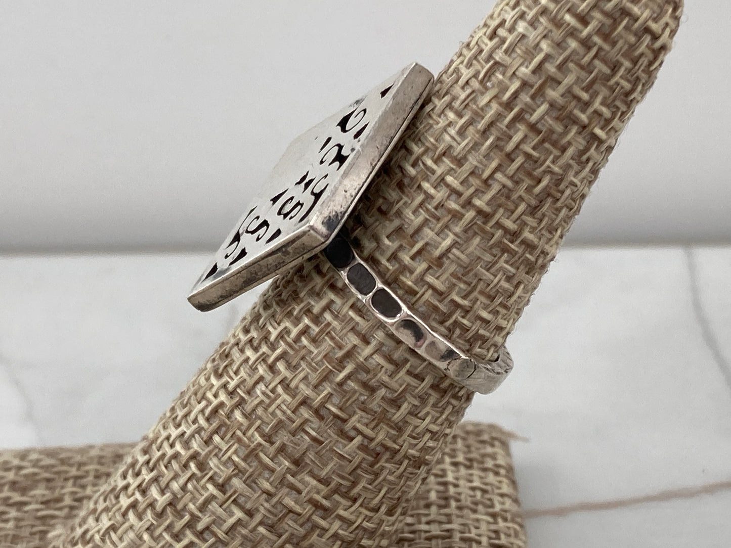 Sterling Diamond Textured Ring