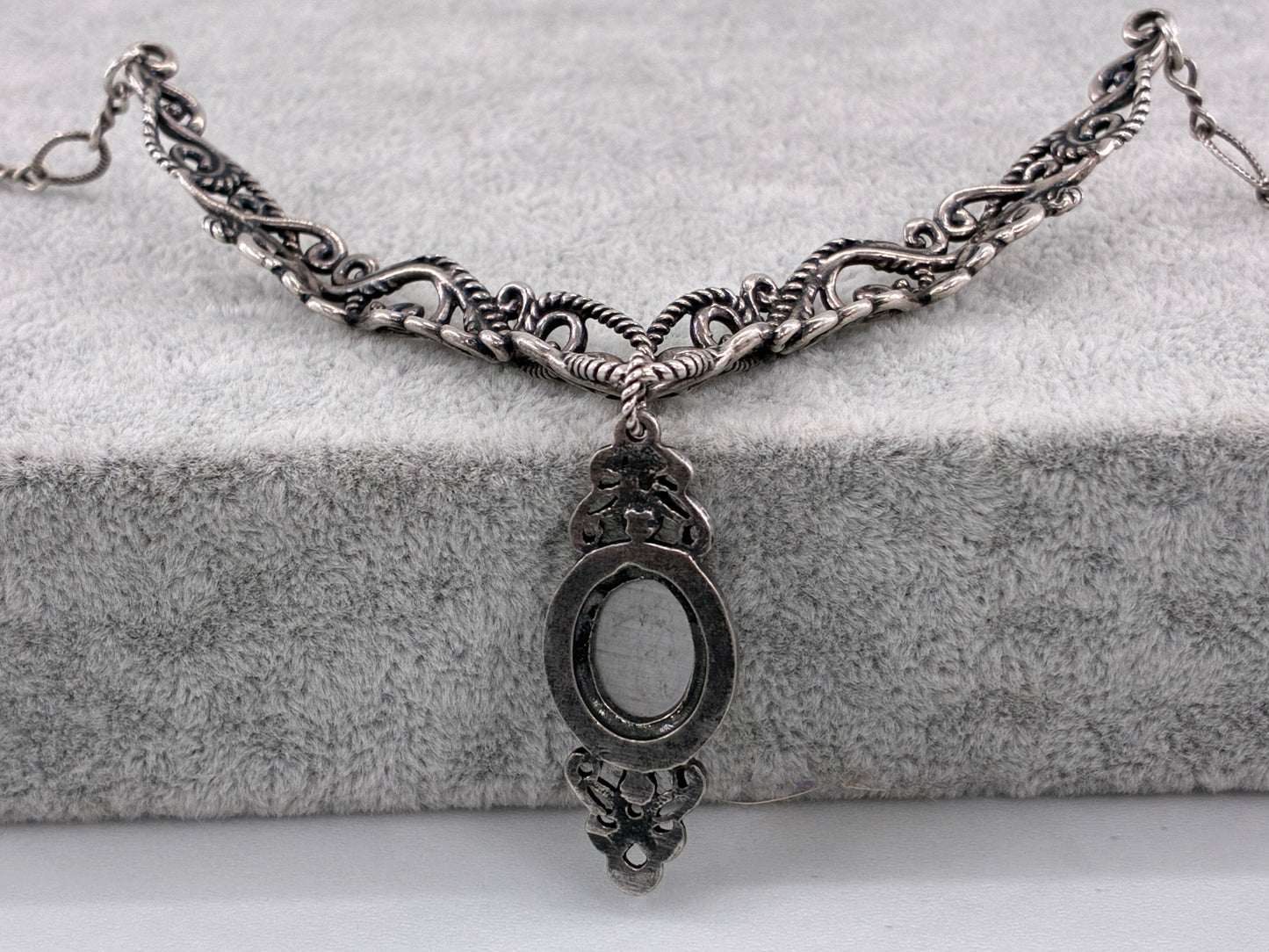 Reborn Vintage Gray Cat Eye Agate Adjustable Necklace
