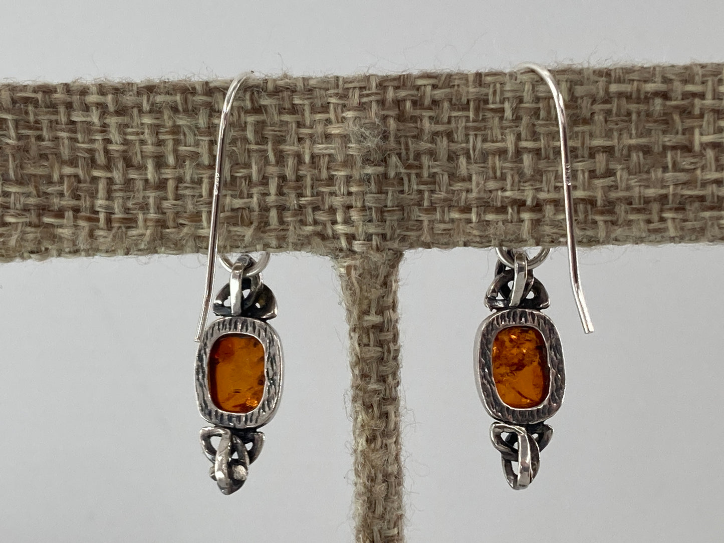 Baltic Amber Trinity Knot Single Earrings #2