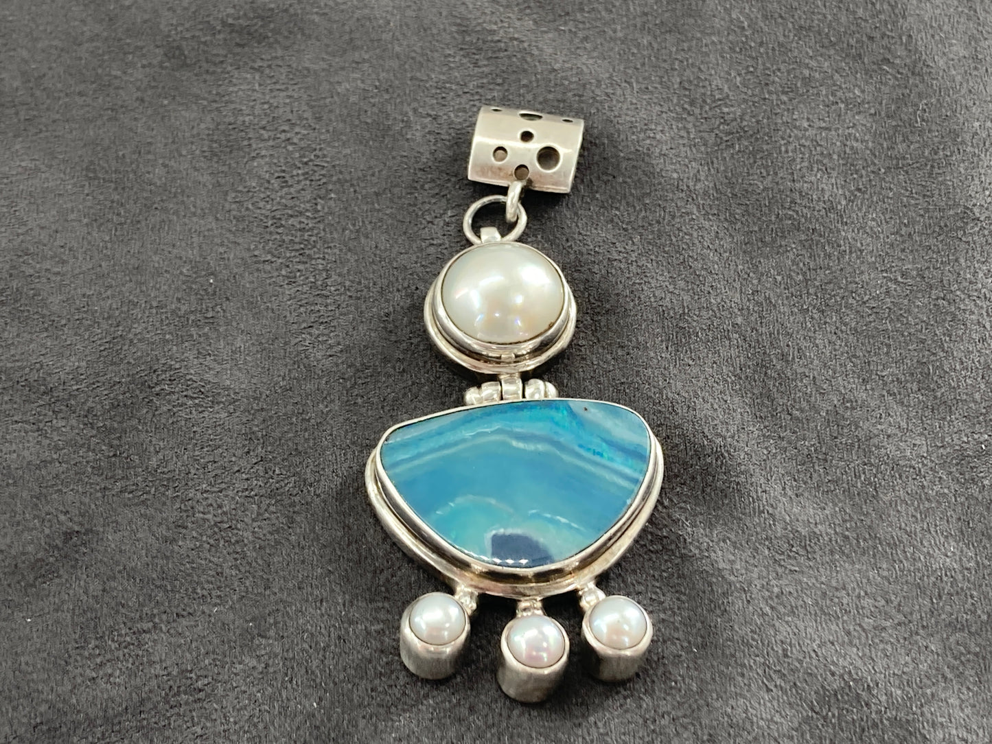 Pearls and Opalized Agate Pendant