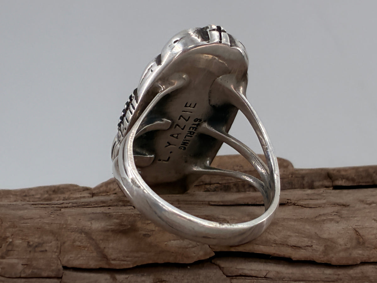 Rescued "L. Yazzie" Amber in Sterling Silver Ring - Size 7