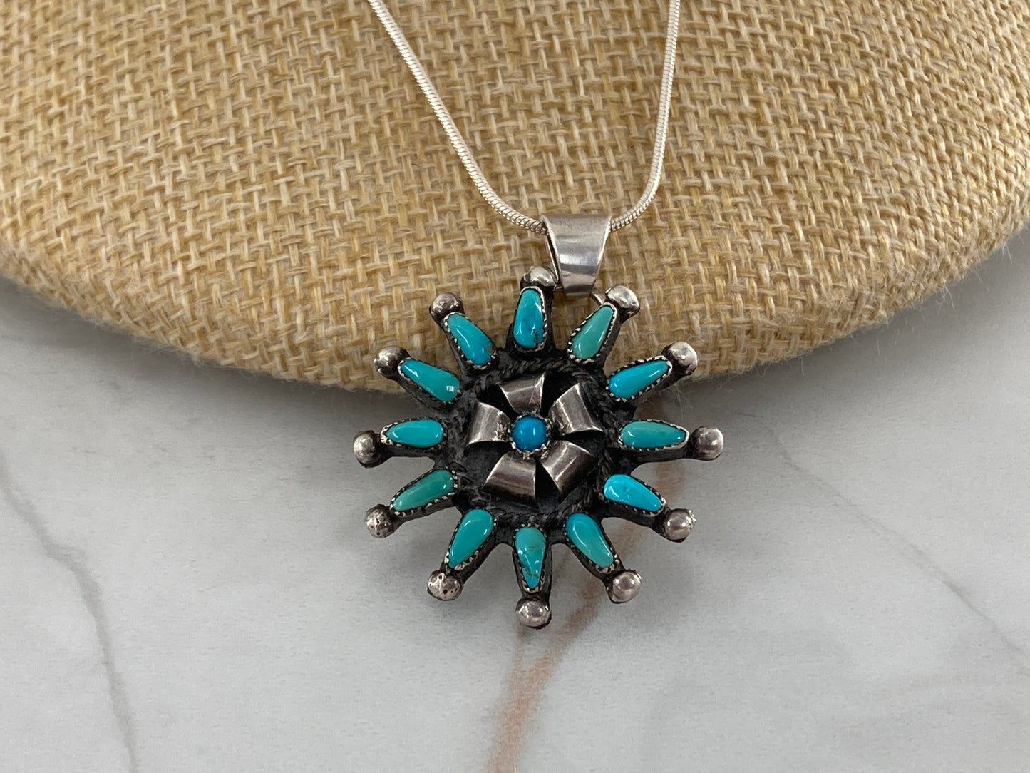 Needlepoint Turquoise Necklace