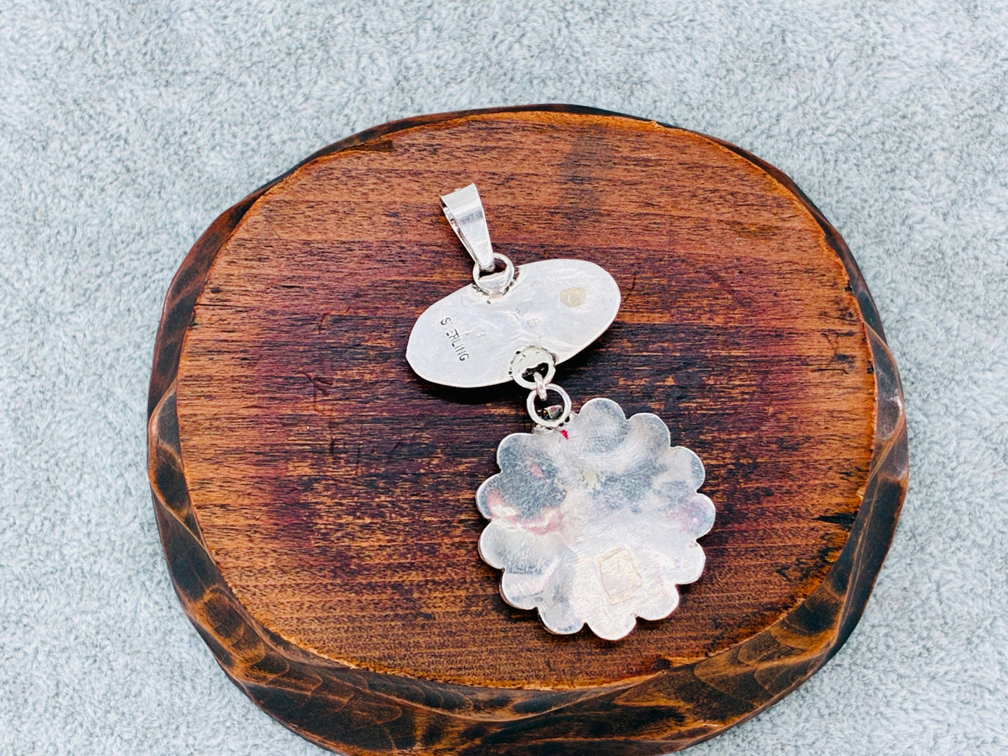 Southwestern Sterling Silver Pendant -Turquoise/Black Onyx/Mother of Pearl/Coral