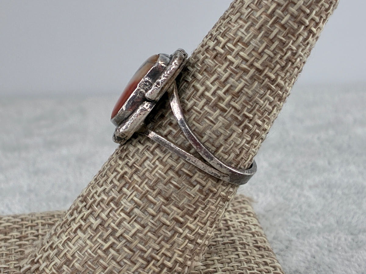Rescued Agate and Sterling Silver Ring - Size 7.75