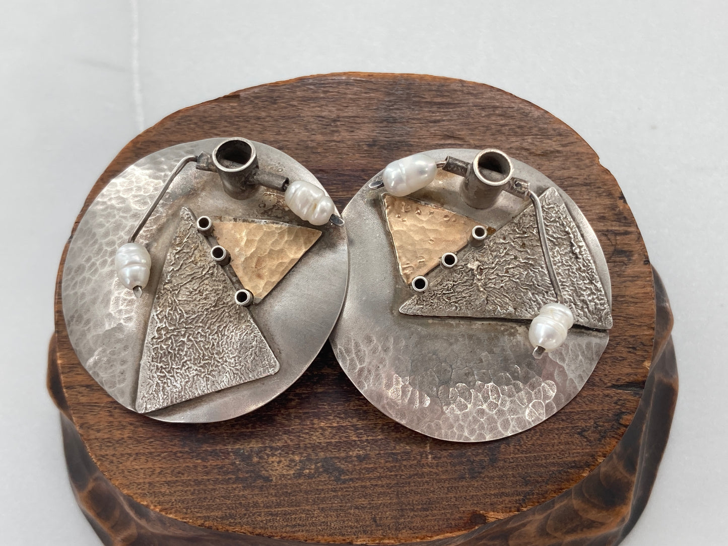 Rescued Artisan Geometric Pearl Earrings