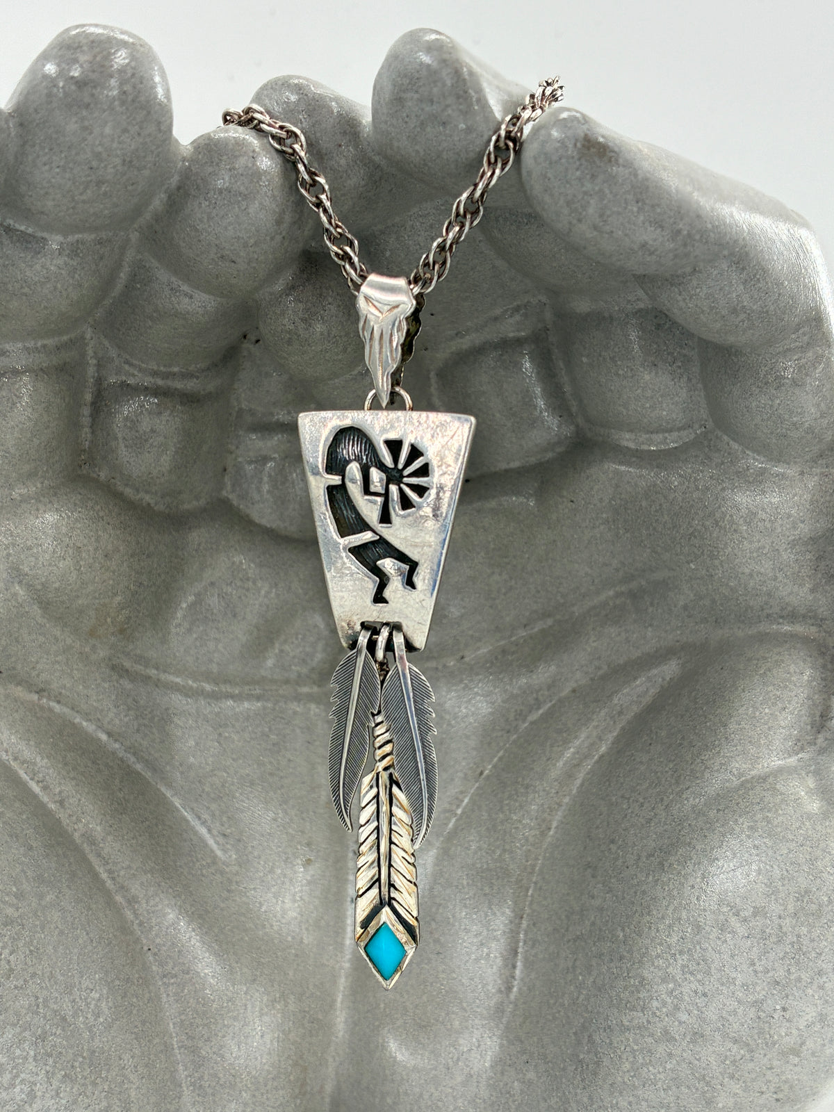 Turquoise Kokopelli Tab-to-Fab Sterling Silver Necklace