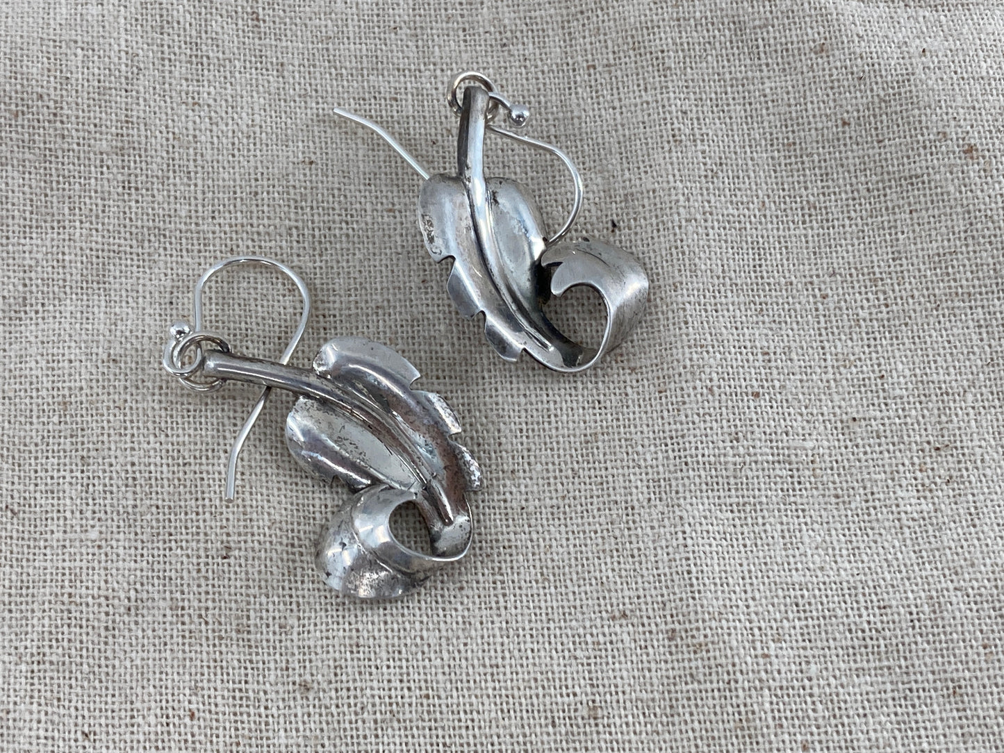 Vintage Leaf Sterling Silver Earrings