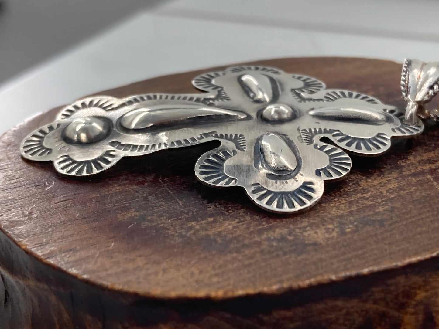 Sterling Silver Hammer Chased Cross