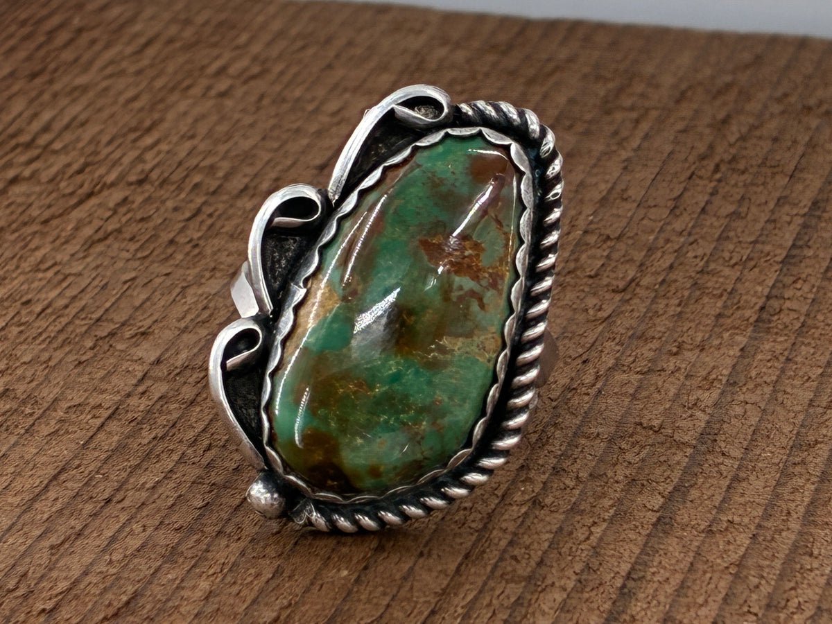 Rescued Variscite and Sterling Silver Ring - Size 10.5