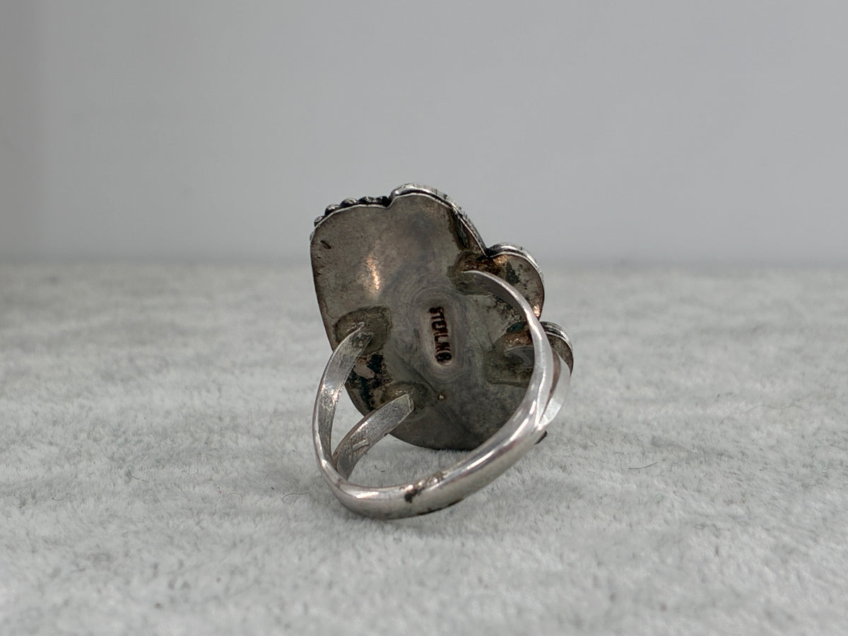 Rescued Variscite and Sterling Silver Ring - Size 10.5