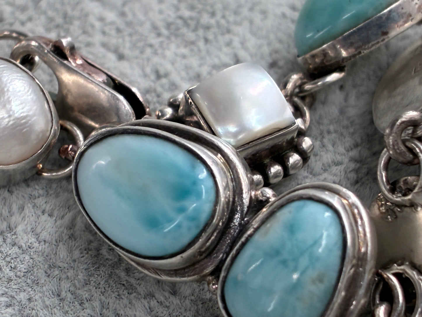 Larimar and Pearl Impossible Bracelet