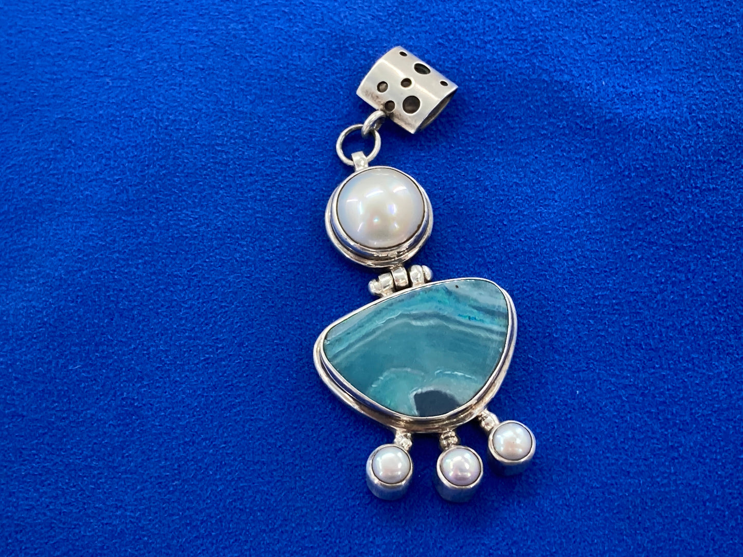 Pearls and Opalized Agate Pendant