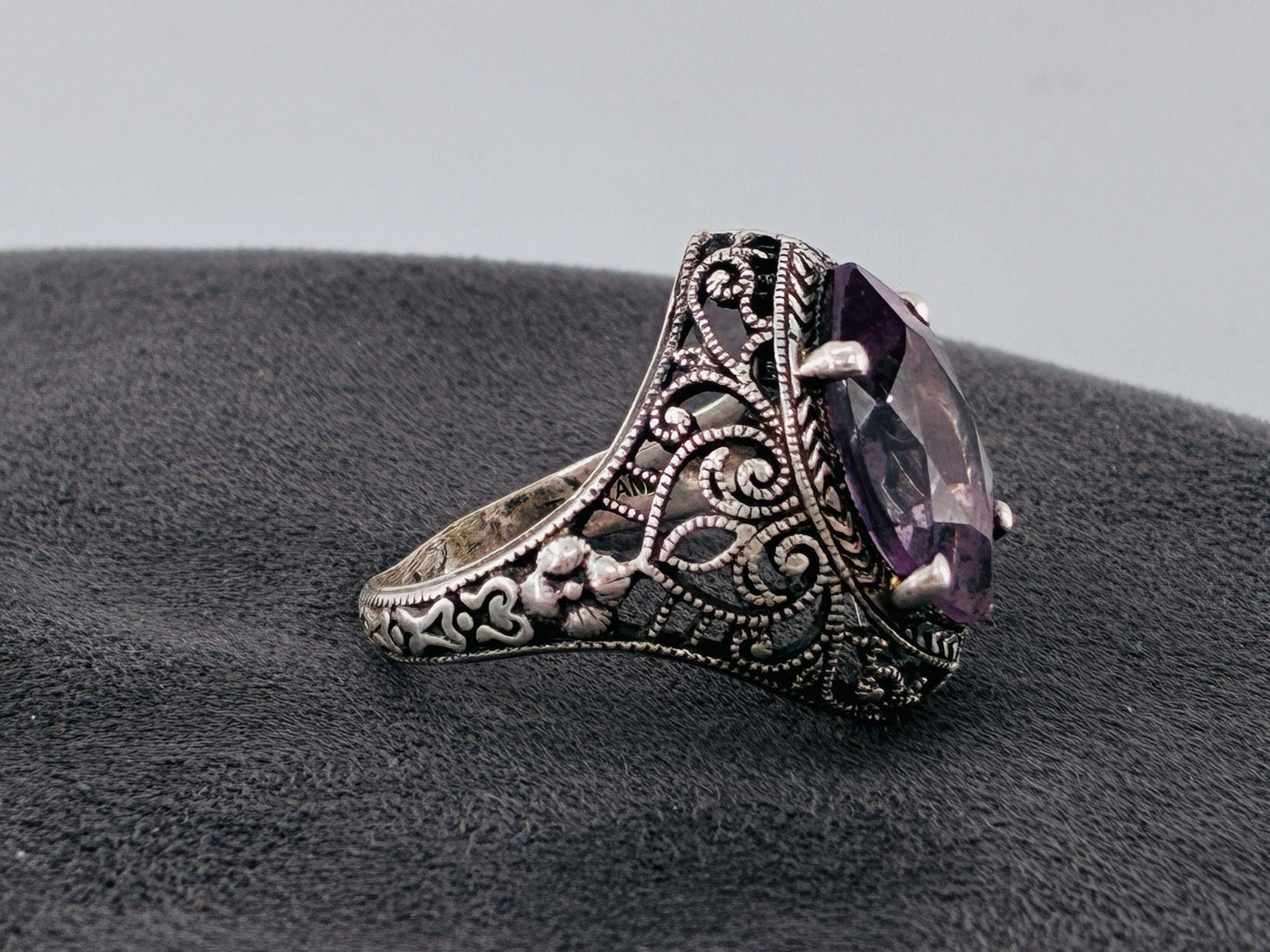 Rescued Amethyst in Sterling Silver Ring -Size 4.5