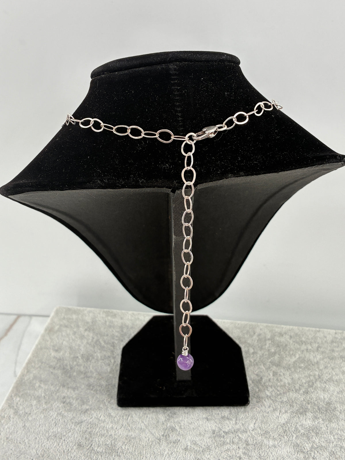 Amethyst Sterling Silver Statement Necklace - Fully Adjustable