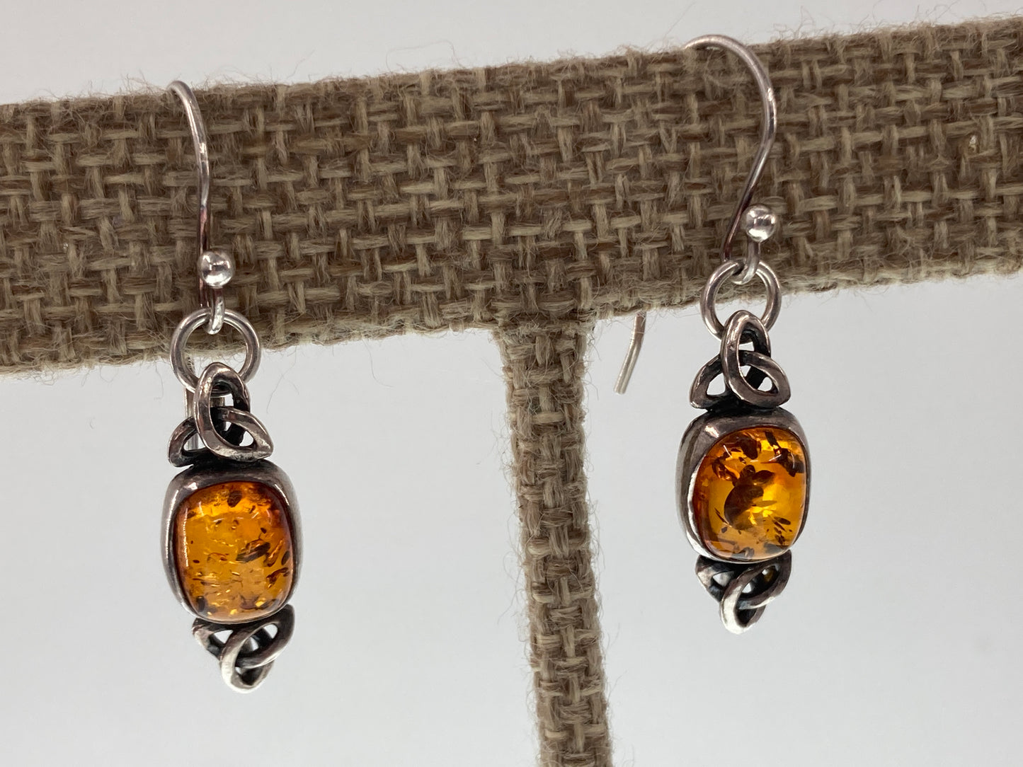 Baltic Amber Trinity Knot Single Earrings #1