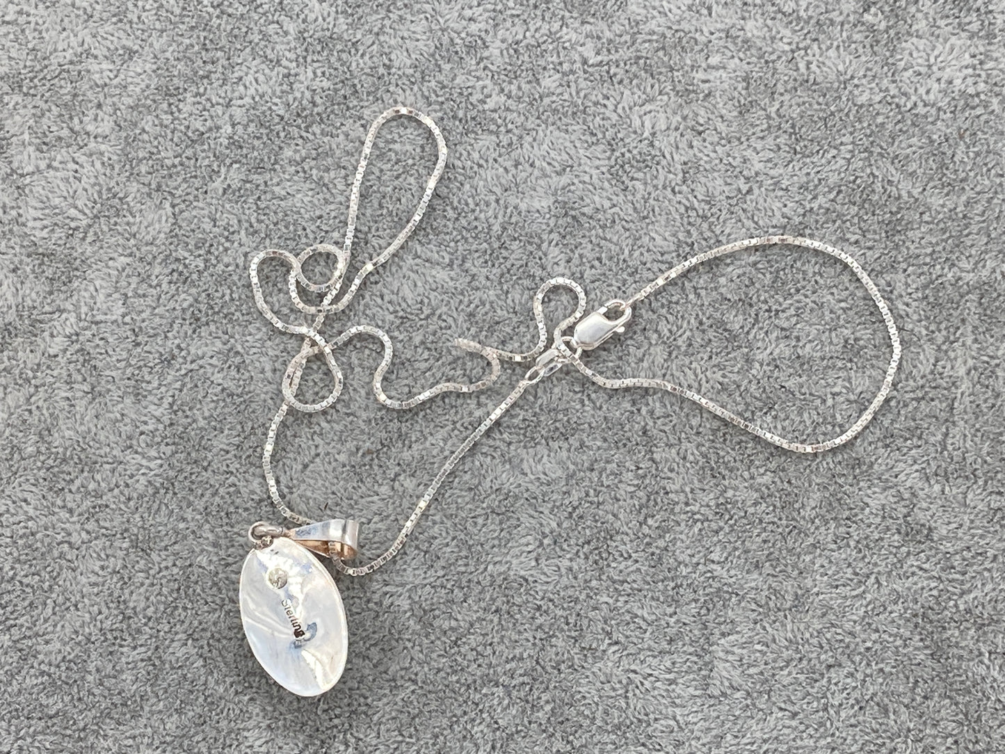 Green Abalone Shell in Sterling Silver Necklace