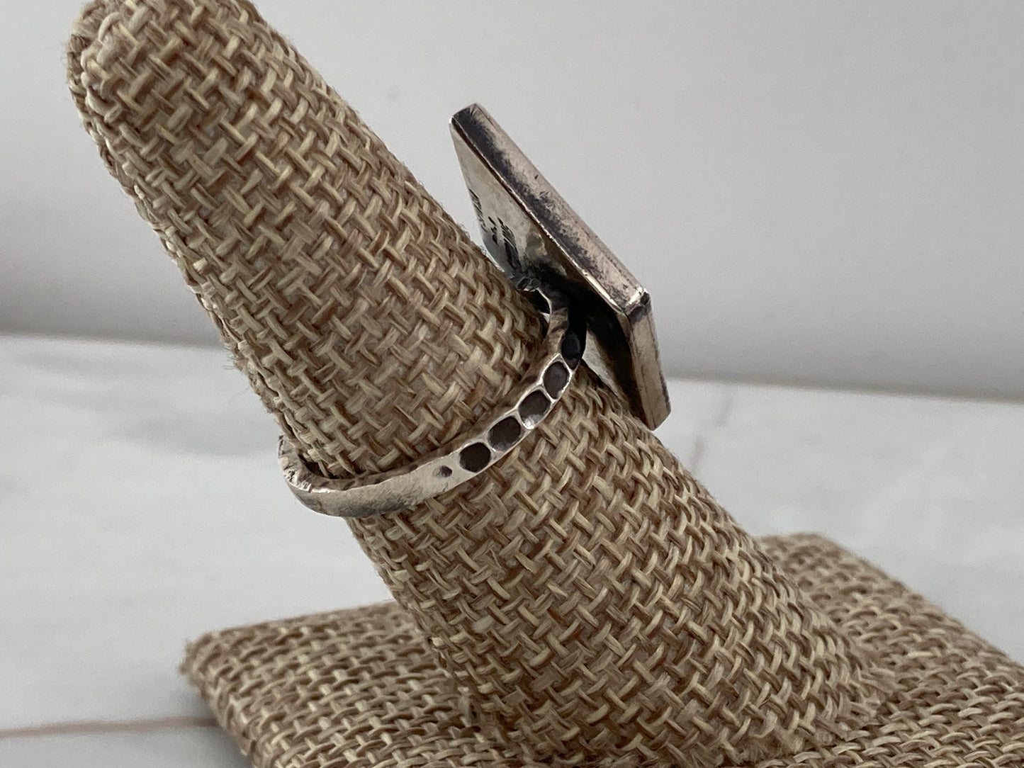 Sterling Diamond Textured Ring