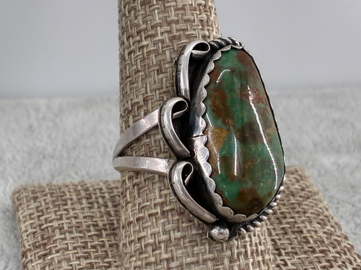 Rescued Variscite and Sterling Silver Ring - Size 10.5