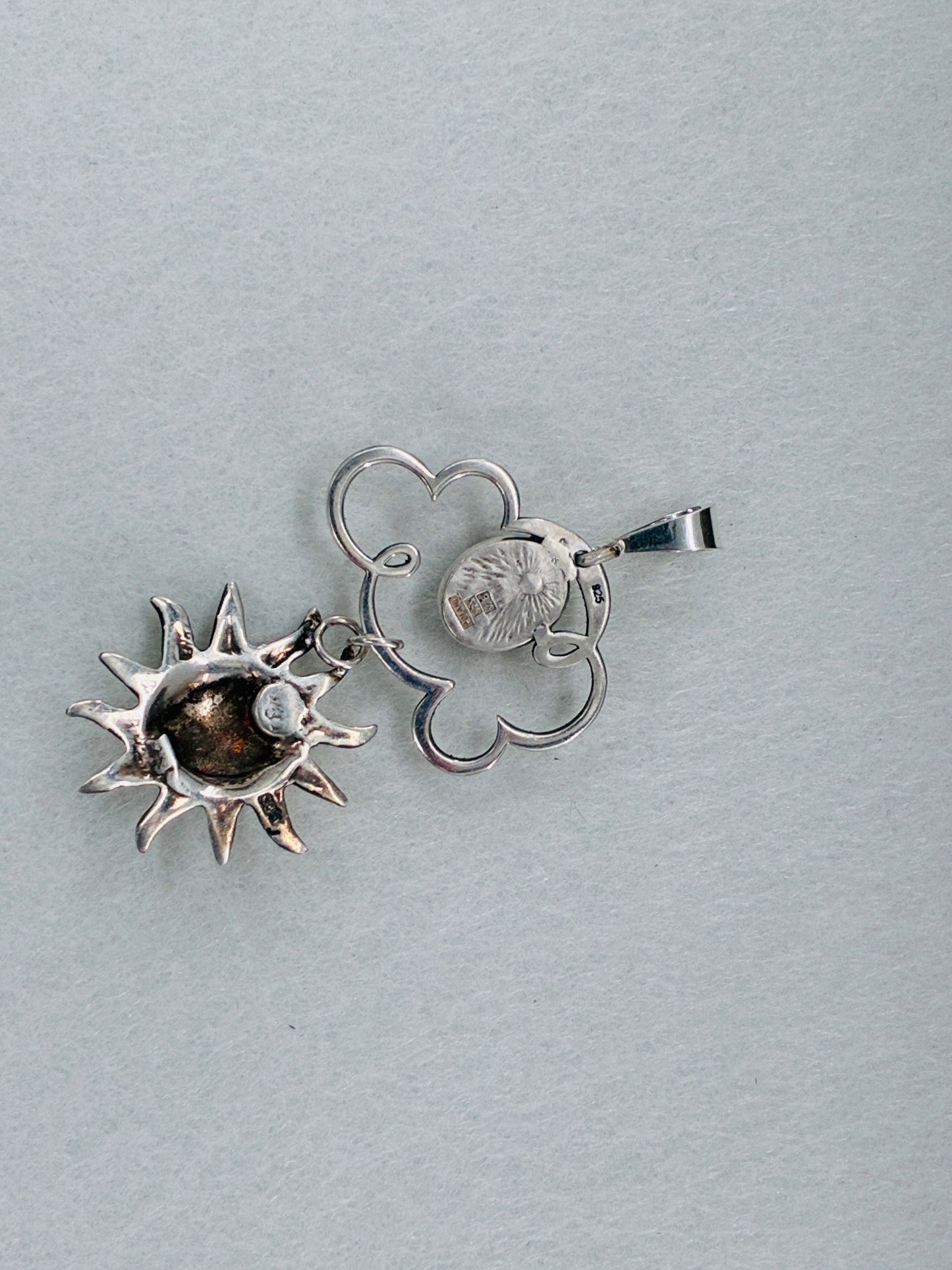 Amber Sun in Sterling Silver Pendant