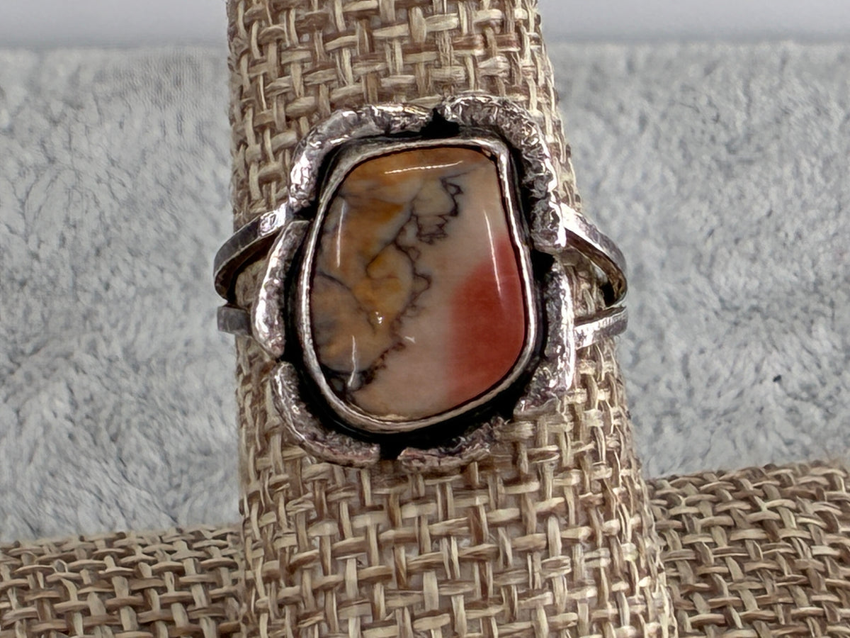 Rescued Agate and Sterling Silver Ring - Size 7.75