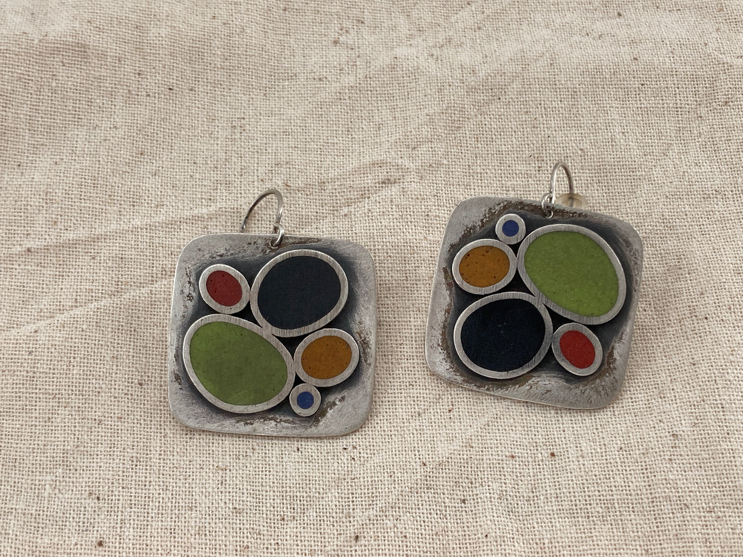 Polymer Clay in Sterling Silver Artisan Earrings