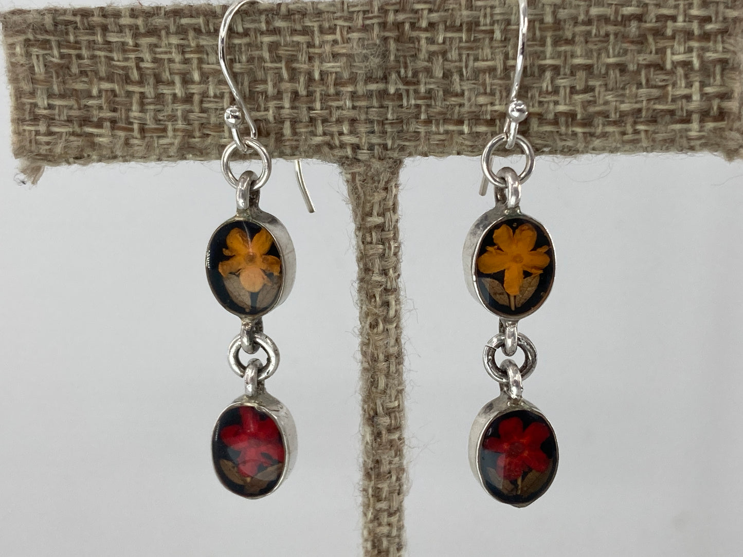 Red and Orange Resin set Flower Earrings