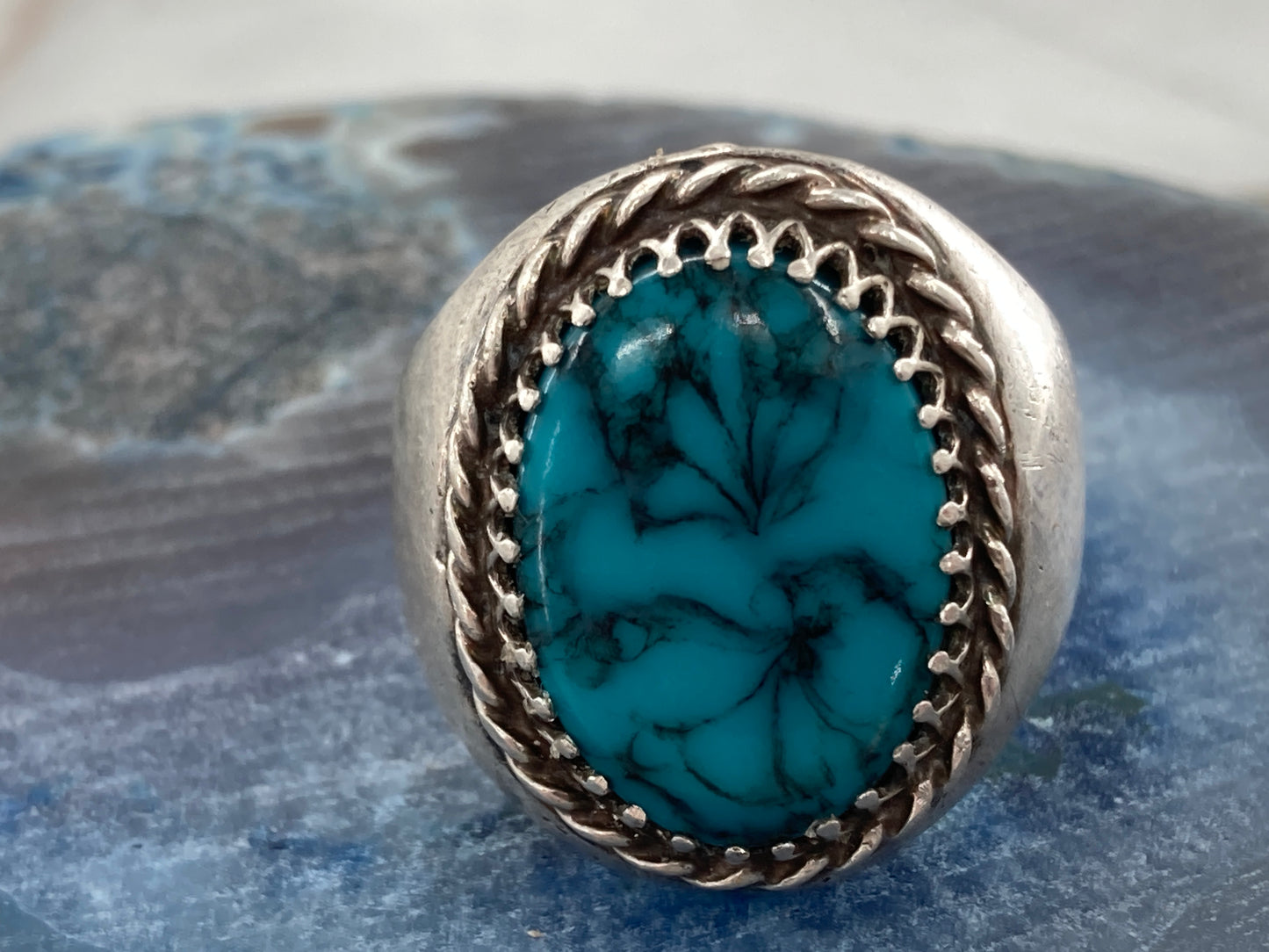 Vintage Taxco Simulated Turquoise Ring