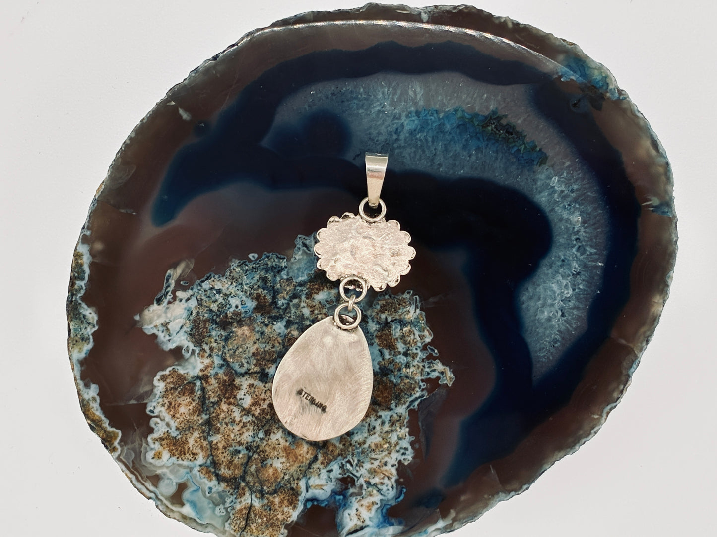 Green Turquoise and Pink Rhodolite Pendant