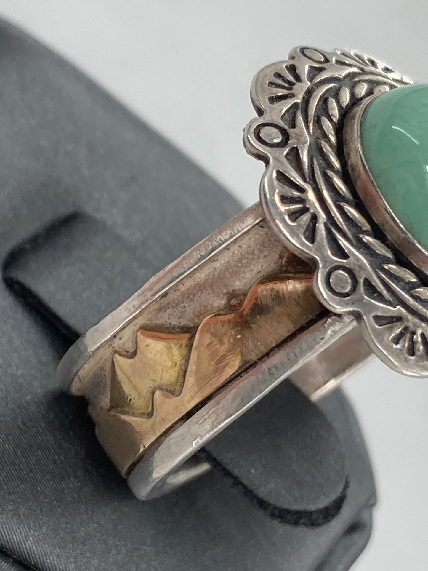 Jadeite and 14K Gold Mountain Ring