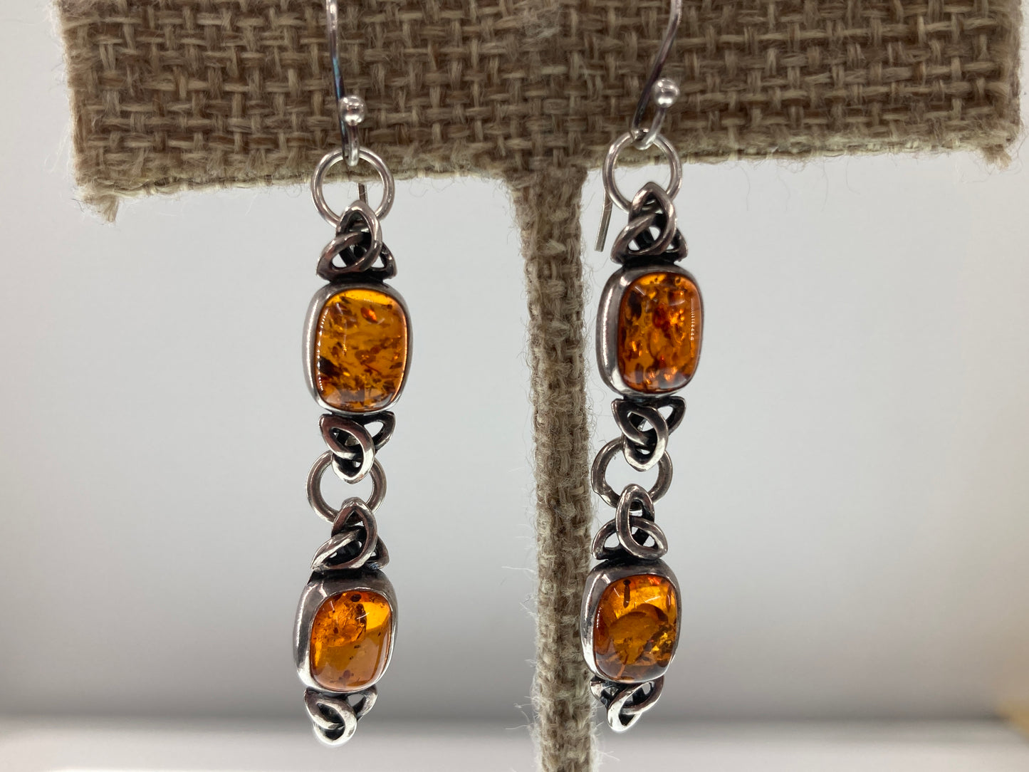 Baltic Amber Trinity Knot Double Earrings