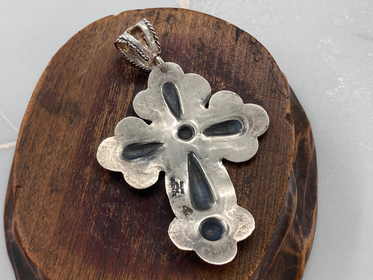 Sterling Silver Hammer Chased Cross