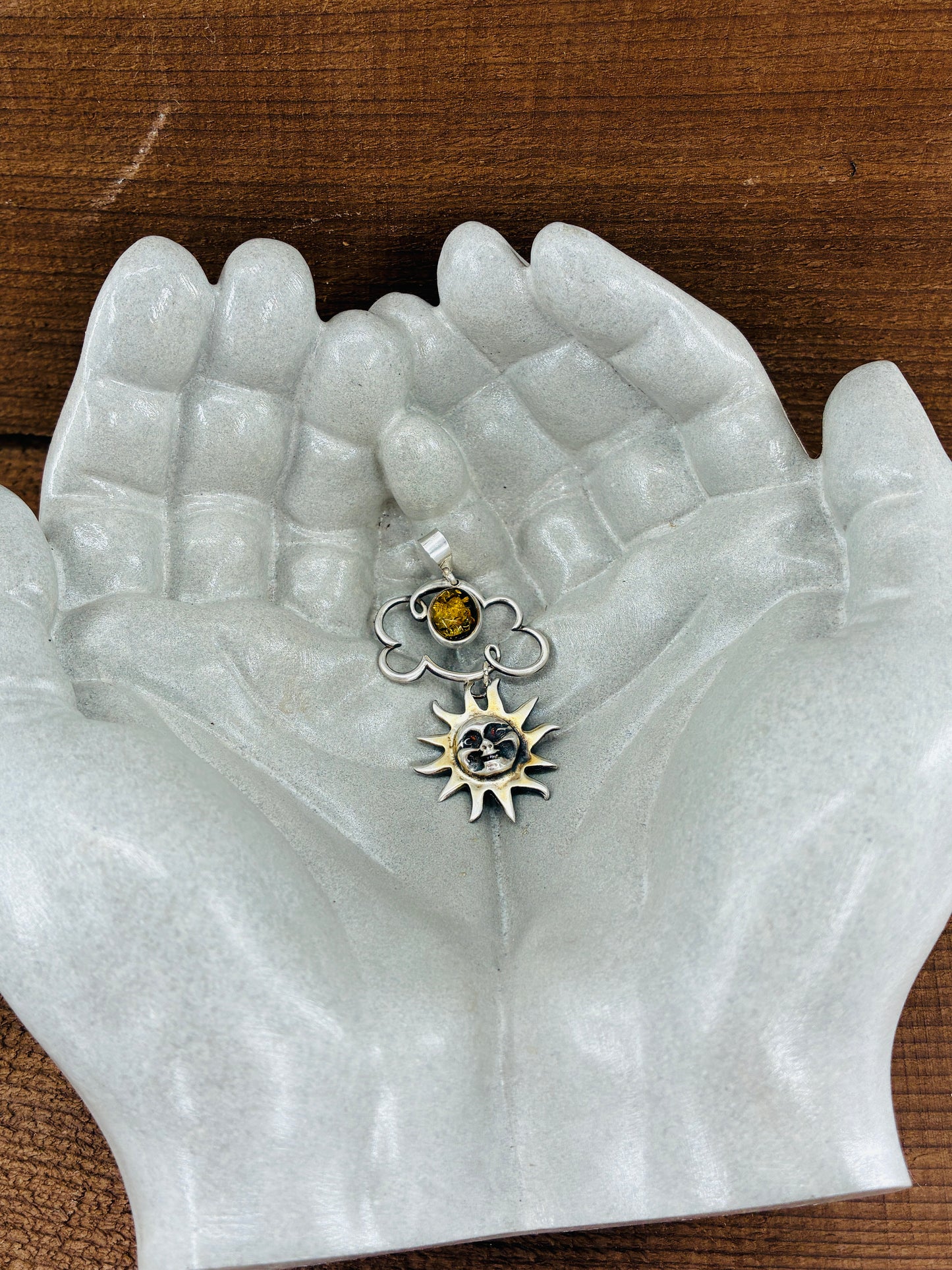 Amber Sun in Sterling Silver Pendant