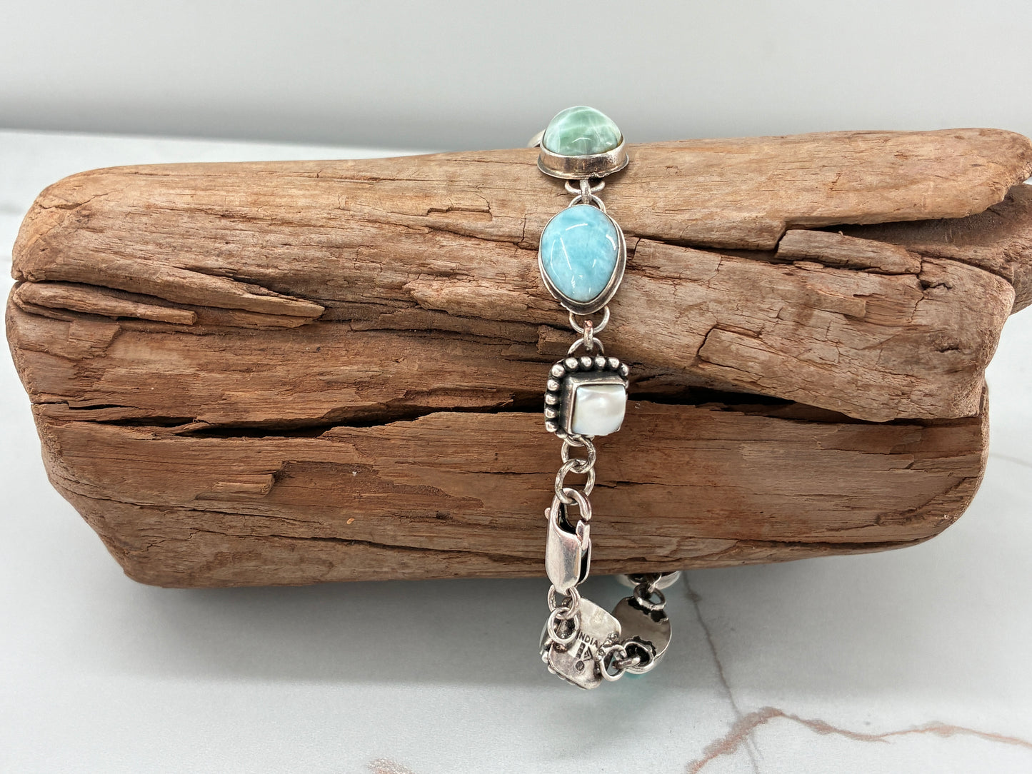 Larimar and Pearl Impossible Bracelet