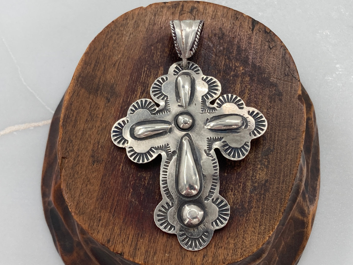 Sterling Silver Hammer Chased Cross