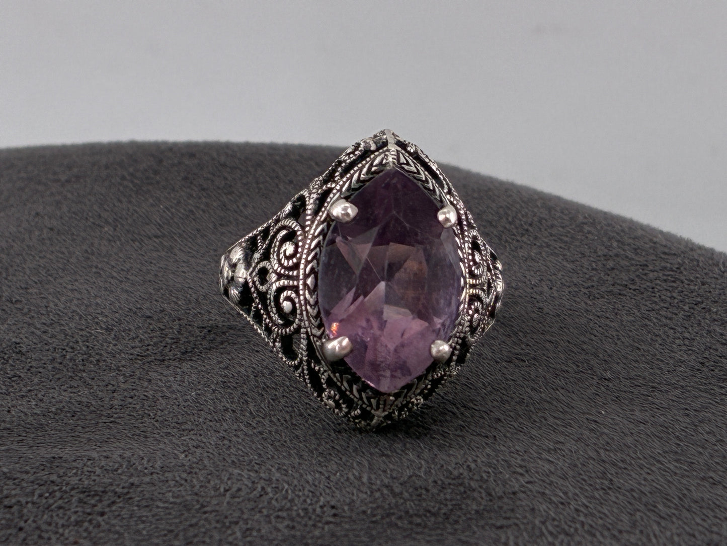 Rescued Amethyst in Sterling Silver Ring -Size 4.5