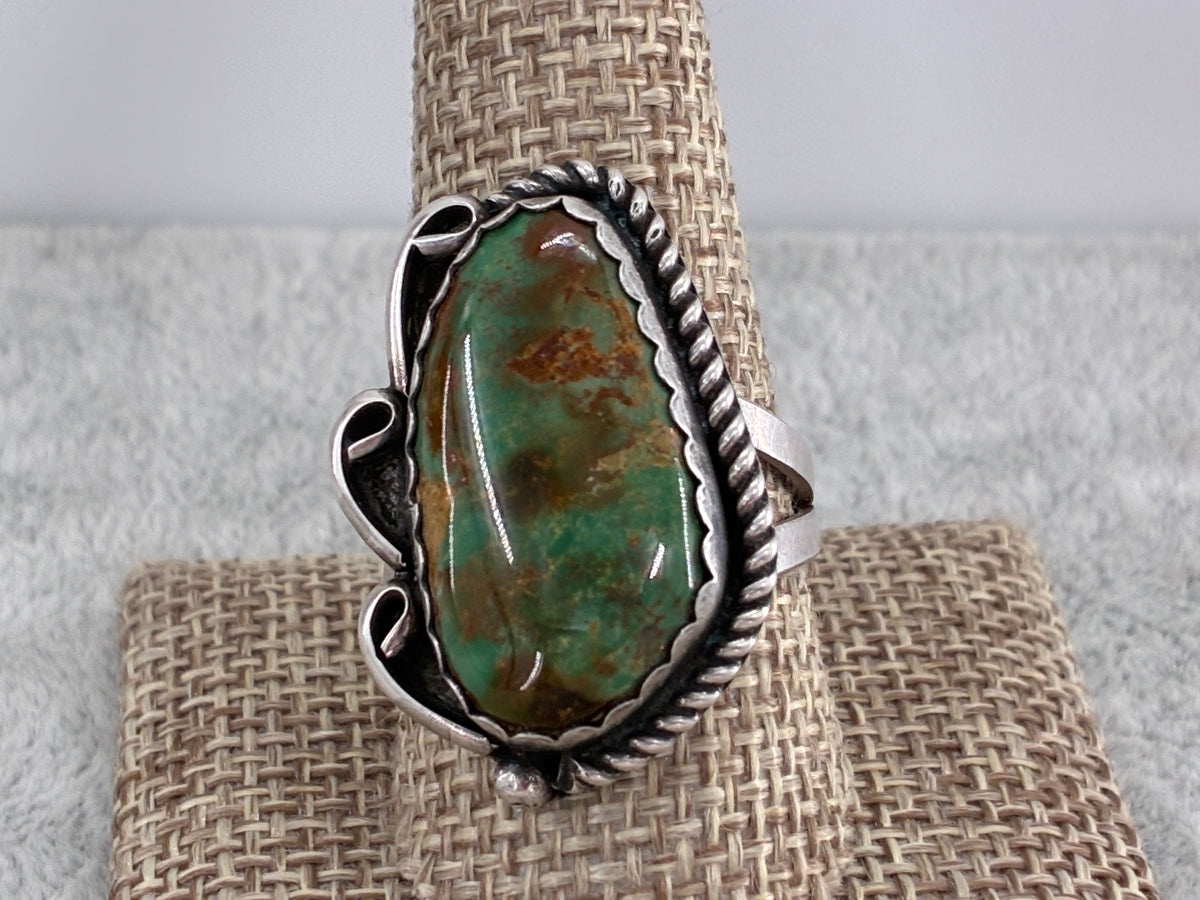 Rescued Variscite and Sterling Silver Ring - Size 10.5