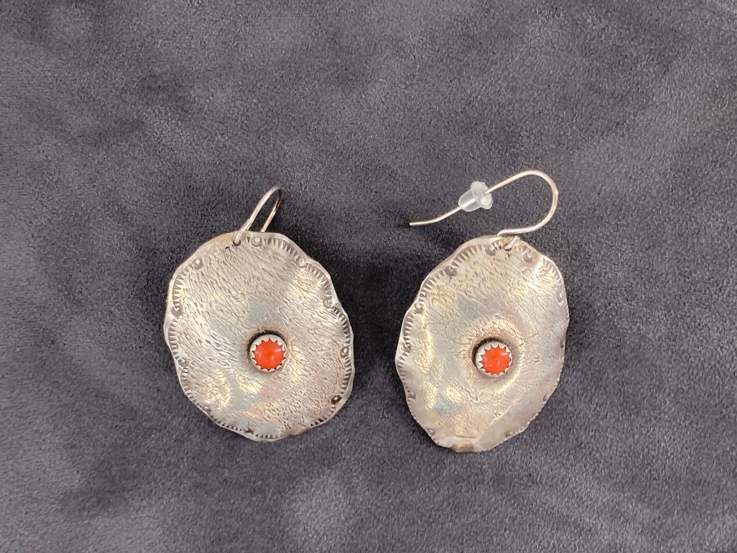 Red Coral Conch Belt Link Earrings