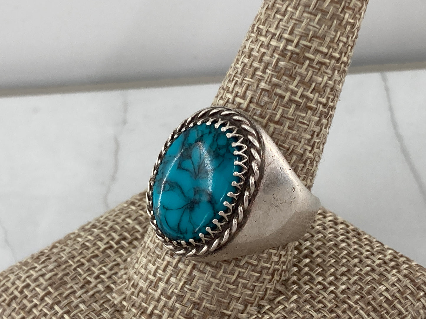Vintage Taxco Simulated Turquoise Ring