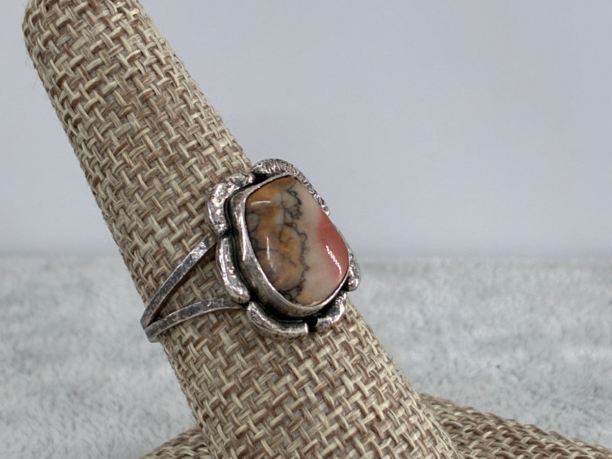 Rescued Agate and Sterling Silver Ring - Size 7.75