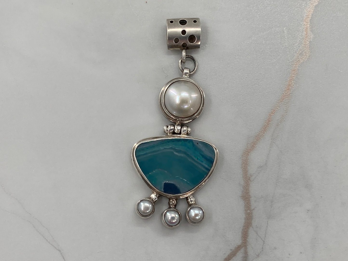 Pearls and Opalized Agate Pendant