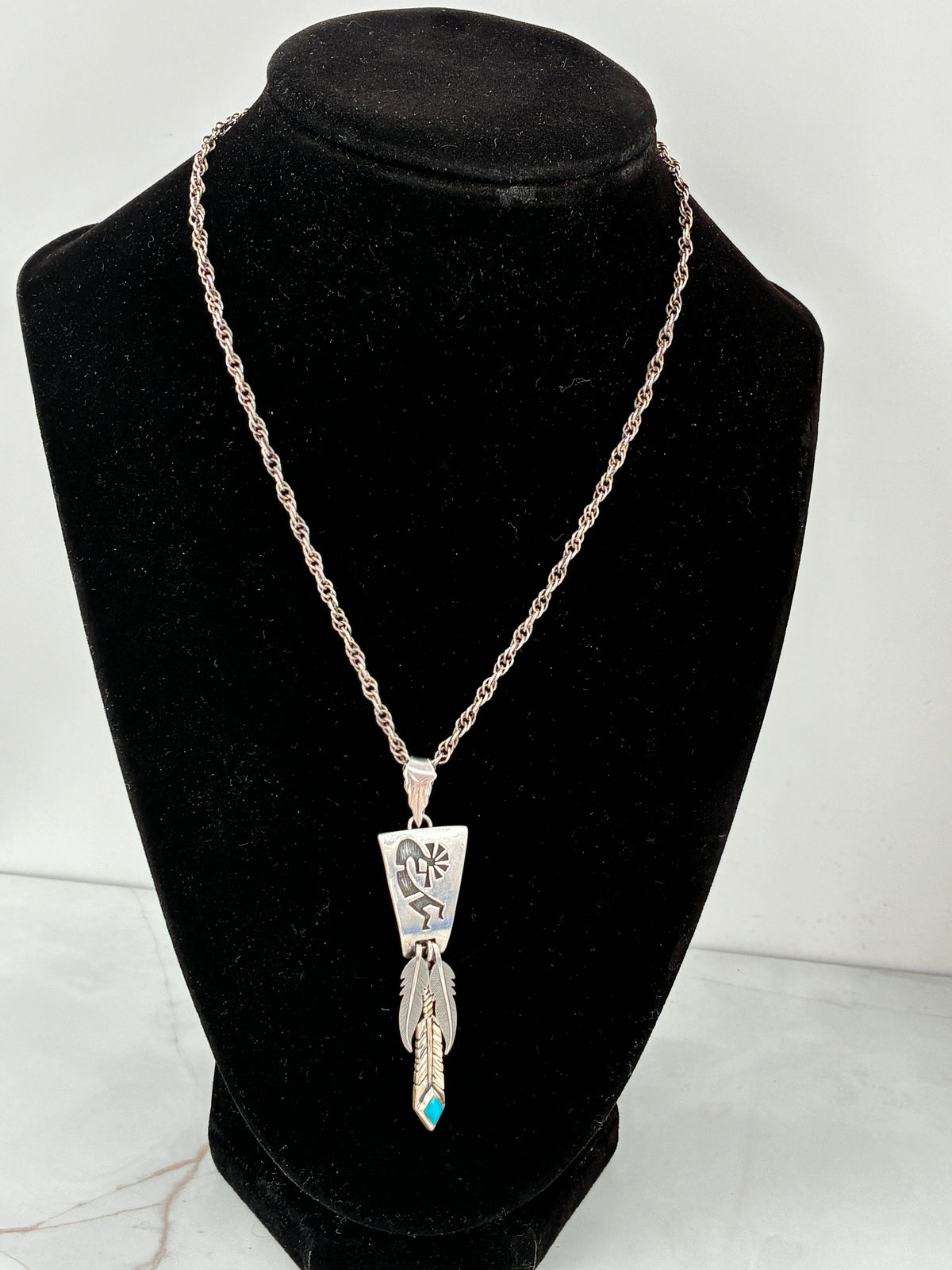Turquoise Kokopelli Tab-to-Fab Sterling Silver Necklace