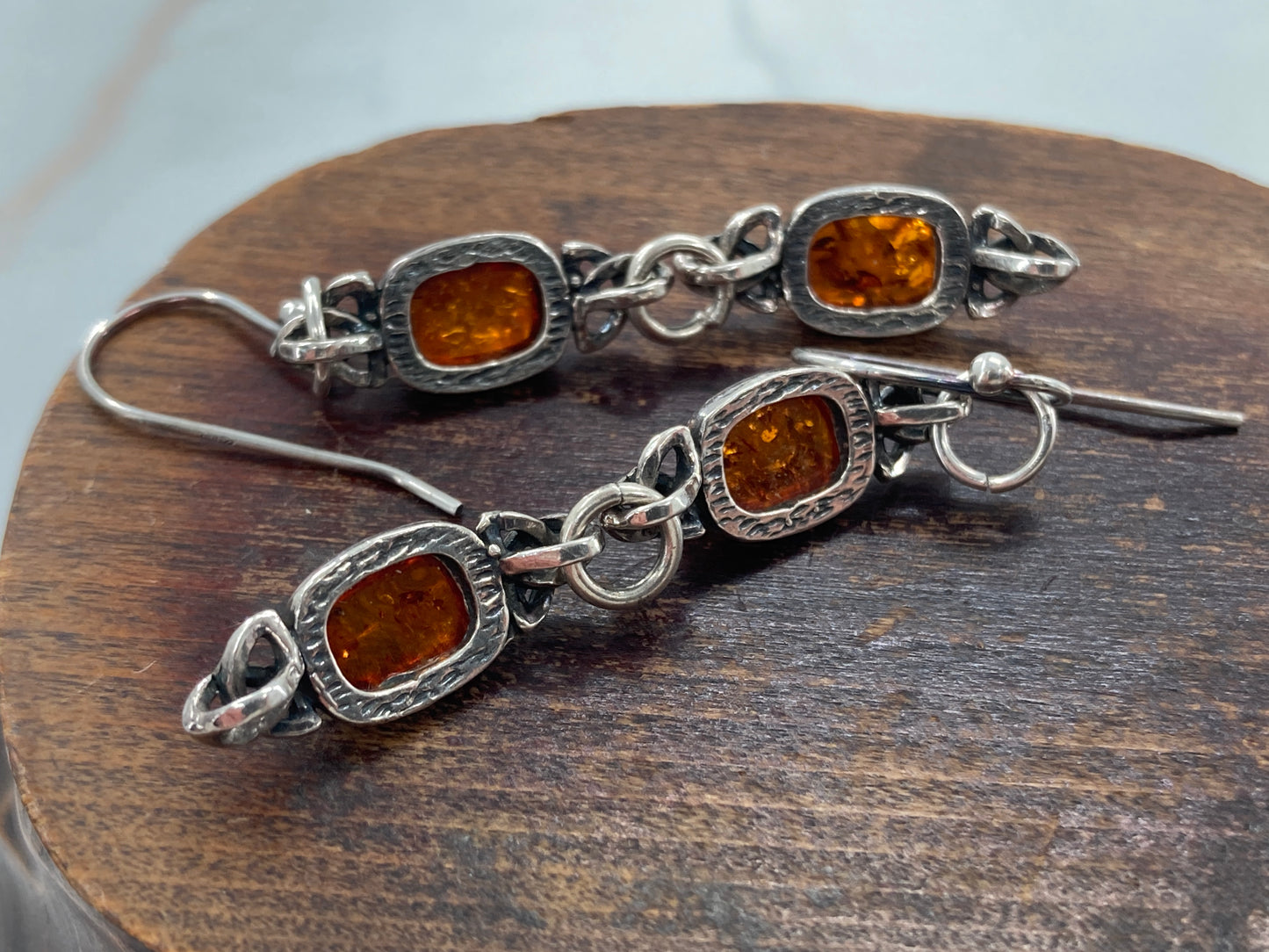 Baltic Amber Trinity Knot Double Earrings