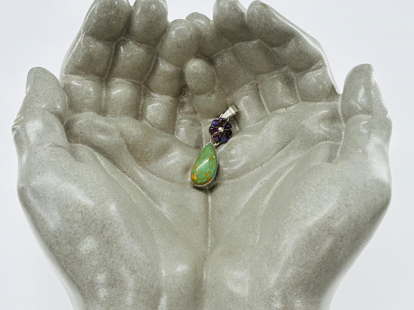 Mojave and Green Turquoise Sterling Silver Pendant