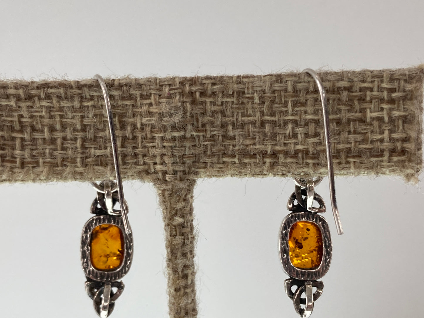 Baltic Amber Trinity Knot Single Earrings #1