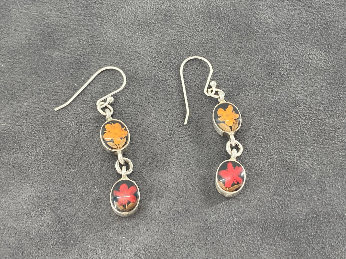 Red and Orange Resin set Flower Earrings