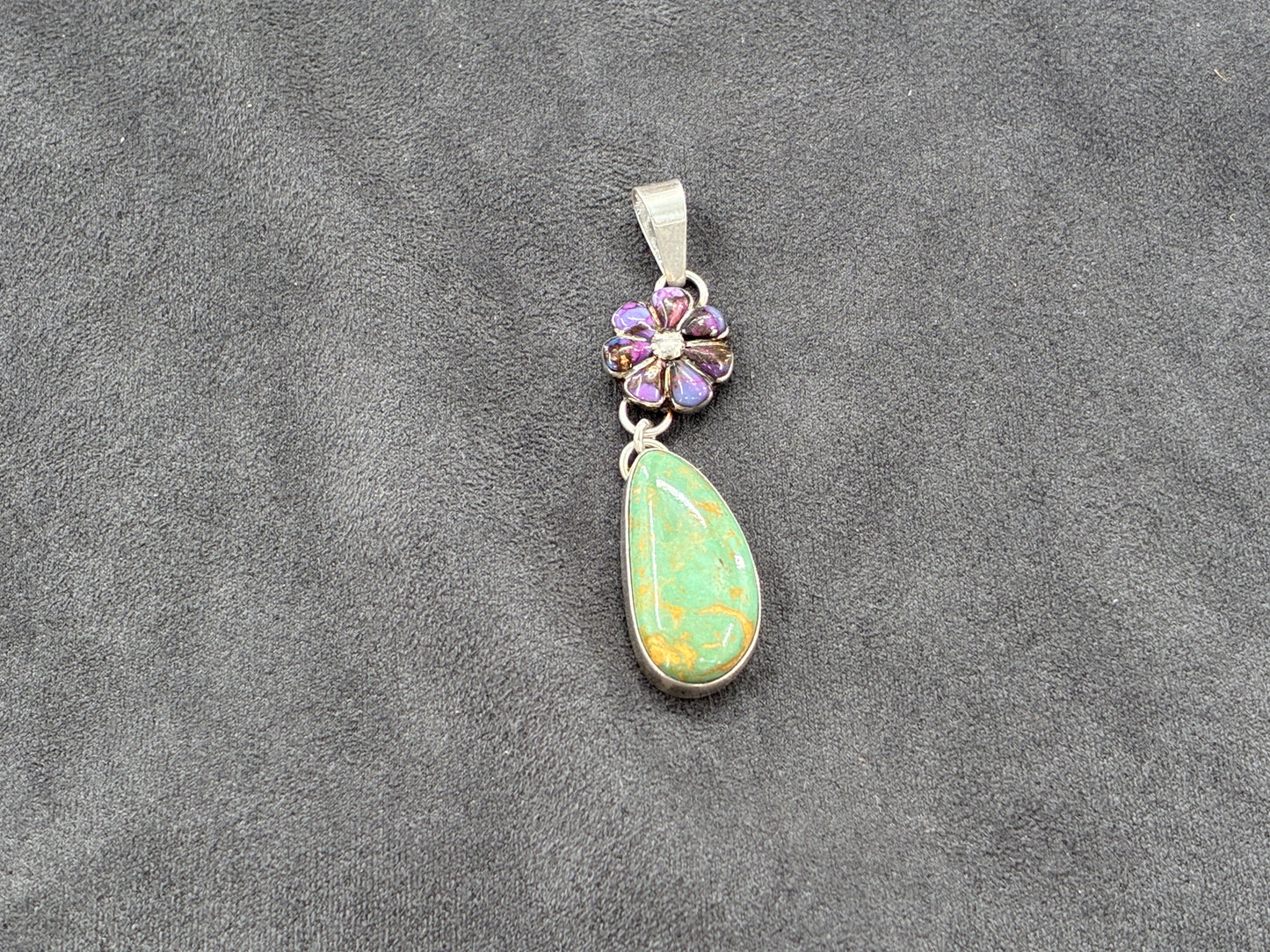 Mojave and Green Turquoise Sterling Silver Pendant