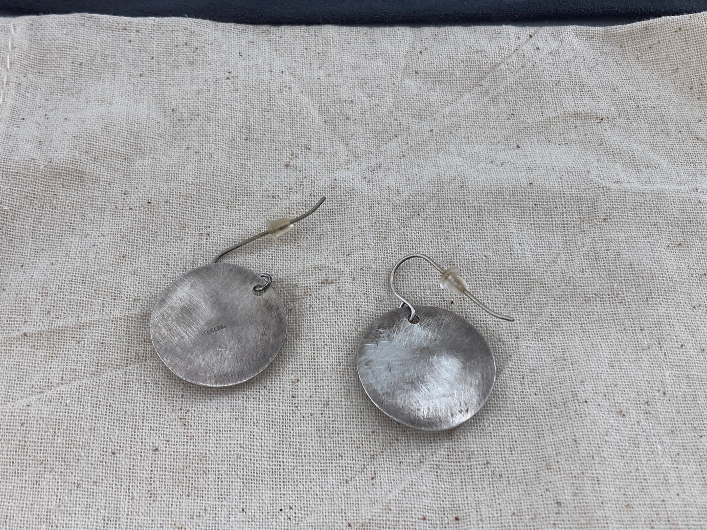 Etched Wood in Sterling Silver Earrings