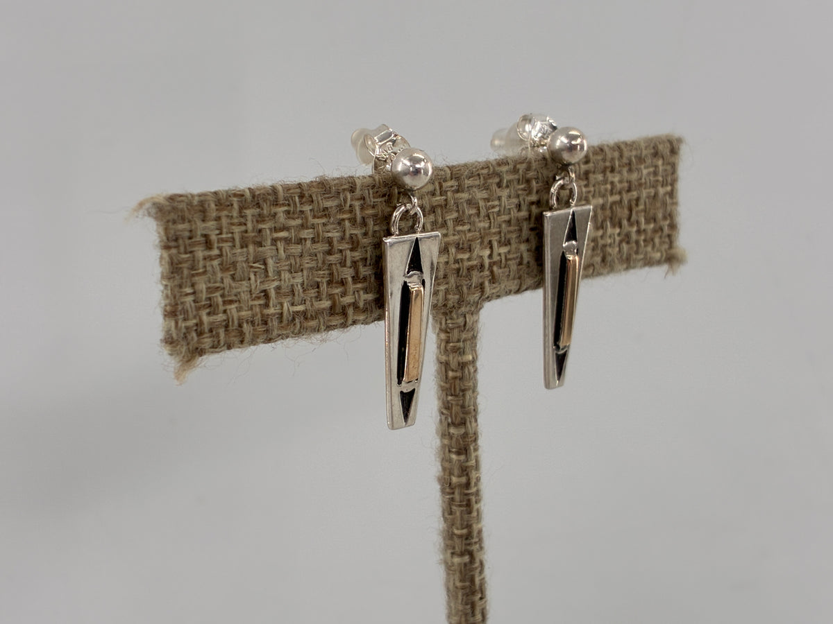 Rescued "M.M. Rogers" 14K Gold and Sterling Silver Post Earrings