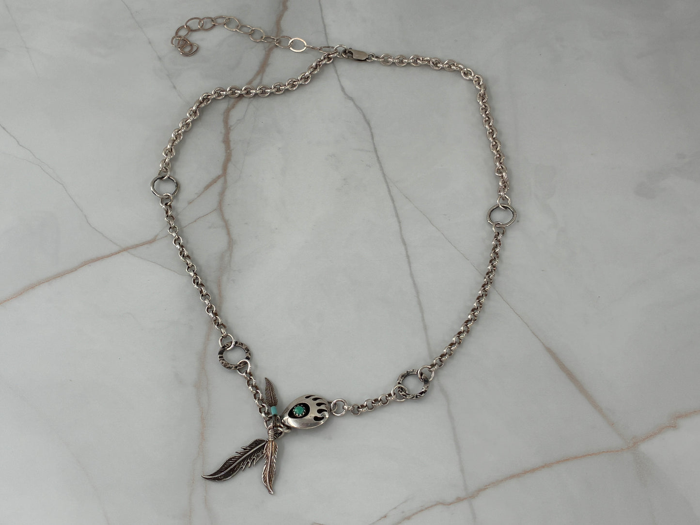 Bear Claw and Feathers Necklace